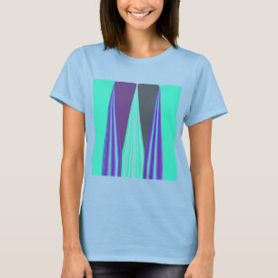 Edgy Blauw Paarse Cyaan Chevron Art Print T-shirt