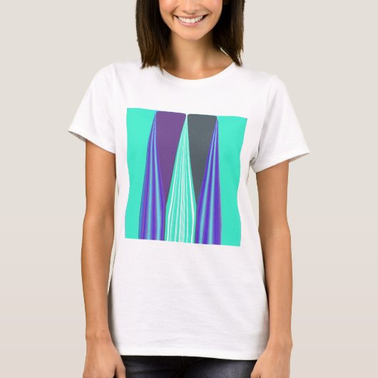 Edgy Blauw Paarse Cyaan Chevron Art Print T-shirt (Voorkant)