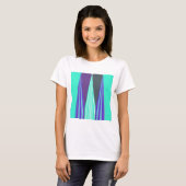 Edgy Blauw Paarse Cyaan Chevron Art Print T-shirt (Voorkant volledig)