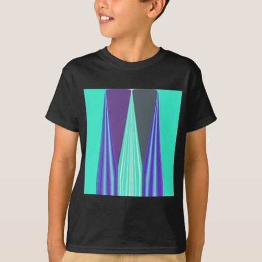 Edgy Blauw Paarse Cyaan Chevron Art Print T-shirt (Voorkant)