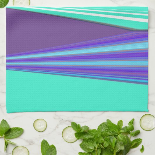 Edgy Blauw Paarse Cyaan Chevron Art Print Theedoek (Gevouwen)