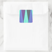 Edgy Blauw Paarse Cyaan Chevron Art Print Vierkante Sticker (Tas)