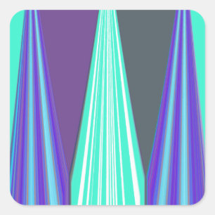 Edgy Blauw Paarse Cyaan Chevron Art Print Vierkante Sticker