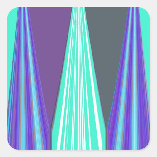 Edgy Blauw Paarse Cyaan Chevron Art Print Vierkante Sticker (Voorkant)