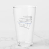 Edgy Blue Thin Line Beer Glass met naam Glas (Achterkant)