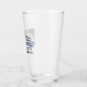 Edgy Blue Thin Line Beer Glass met naam Glas (Links)