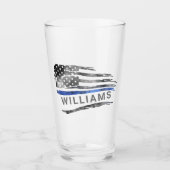 Edgy Blue Thin Line Beer Glass met naam Glas (Voorkant)