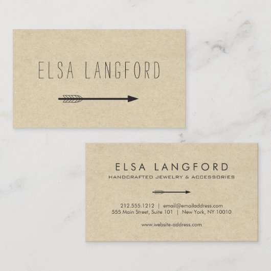 Edgy Bohemian Arrow met handgeschreven tekst Visitekaartje (Voorkant / Achterkant)