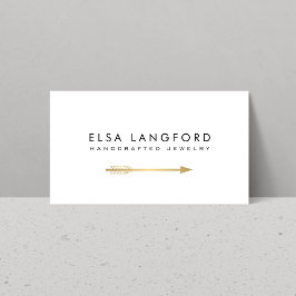 Edgy Bohemian Faux Gold Arrow Artisanal White Visitekaartje