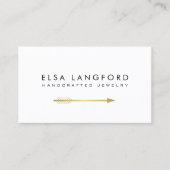 Edgy Bohemian Faux Gold Arrow Artisanal White Visitekaartje (Voorkant)