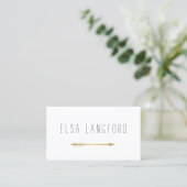 Edgy Bohemian Faux Gold Arrow Handgeschreven tekst Visitekaartje (Staand voorkant)