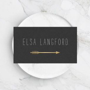 Edgy Bohemian Faux Gold Arrow Handgeschreven tekst Visitekaartje