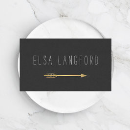 Edgy Bohemian Faux Gold Arrow Handgeschreven tekst Visitekaartje