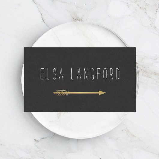 Edgy Bohemian Faux Gold Arrow Handgeschreven tekst Visitekaartje