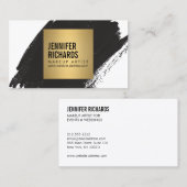 Edgy Bold Black Brushstroke voor make-up artist Visitekaartje (Voorkant / Achterkant)