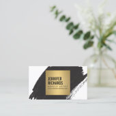 Edgy Bold Black Brushstroke voor make-up artist Visitekaartje (Staand voorkant)