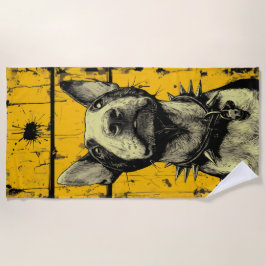 Edgy Bull Terrier Pop Art Portrait Strandlaken