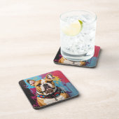 Edgy Bulldog Grunge Achtergrond Bier Onderzetter (Rechterzijde)