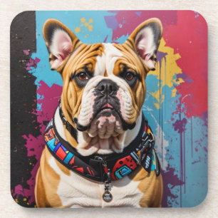 Edgy Bulldog Grunge Achtergrond Bier Onderzetter