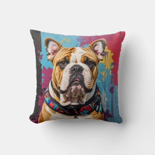 Edgy Bulldog Grunge Achtergrond Kussen
