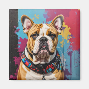 Edgy Bulldog Grunge Achtergrond Magneet