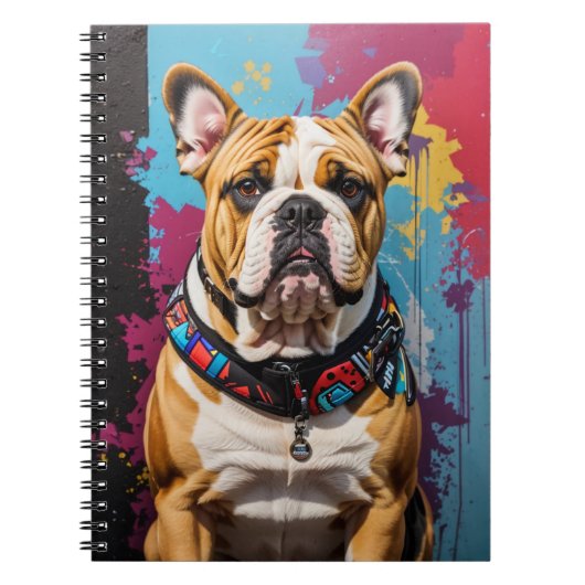 Edgy Bulldog Grunge Achtergrond Notitieboek (Voorkant)