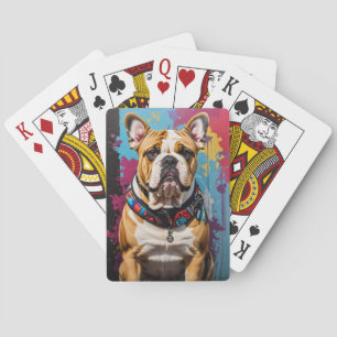 Edgy Bulldog Grunge Achtergrond Pokerkaarten