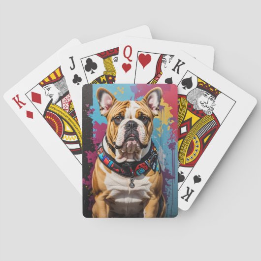 Edgy Bulldog Grunge Achtergrond Pokerkaarten (Achterkant)