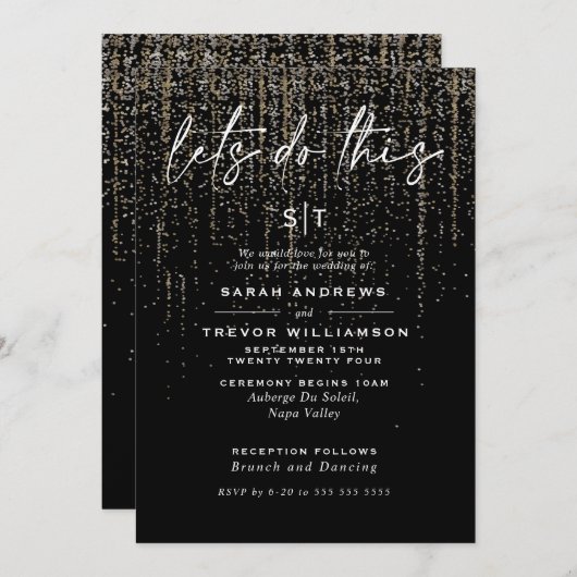 Edgy Chic Champagne Glitter Garland Kaart (Voorkant / Achterkant)