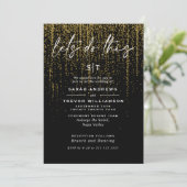 Edgy Chic Gold Glitter Garland Uitnodiging (Staand voorkant)