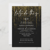 Edgy Chic Gouden Glitter Sluiers Uitnodiging (Voorkant)