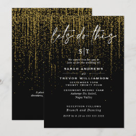 Edgy Chic Gouden Glitter Sluiers Uitnodiging