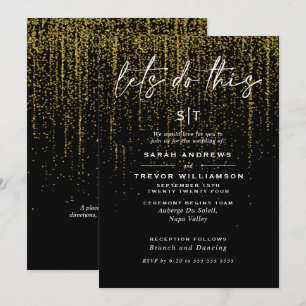 Edgy Chic Gouden Glitter Sluiers Uitnodiging