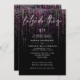 Edgy Chic Magenta Glitter Garland Uitnodiging