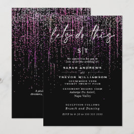 Edgy Chic Magenta Glitter Sluiers Uitnodiging