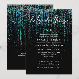 Edgy Chic Teal Aqua Glitter Sluiers Garland Uitnod Kaart