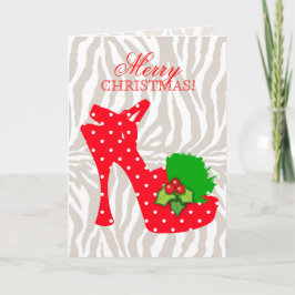 Edgy Christmas High Heel Schoen Rode Stippen Vakan Feestdagen Kaart