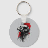 Edgy Crow Skull Gothic Grunge Keyring Keychain (Voorkant)