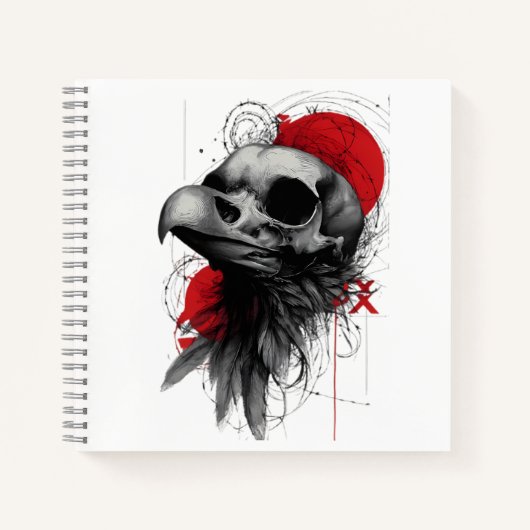 Edgy Crow Skull Gothic Grunge Street Art Notebook Notitieboek (Voorkant)