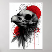 Edgy Crow Skull Gothic Grunge Street Art Poster (Voorkant)