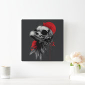 Edgy Crow Skull Gothic Grunge Wall Clock Vierkante Klok (Huis)