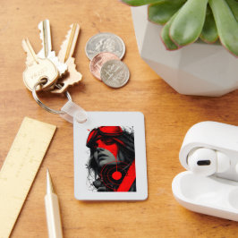 Edgy Cyberpunk Dystopian Girl Red Target Keychains Sleutelhanger