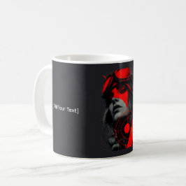 Edgy Cyberpunk Dystopian Girl Red Target Mug Koffiemok