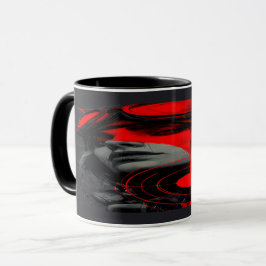 Edgy Cyberpunk Dystopian Girl Red Target Mug Mok