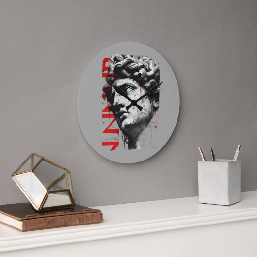Edgy David Bust Modern Street Art Grote Klok (Kantoor)