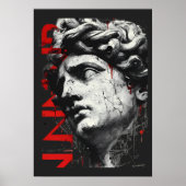 Edgy David Bust Modern Street Art Poster (Voorkant)