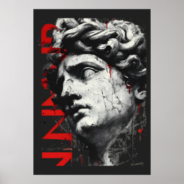 Edgy David Bust Modern Street Art Poster