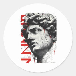 Edgy David Bust Modern Street Art Ronde Sticker