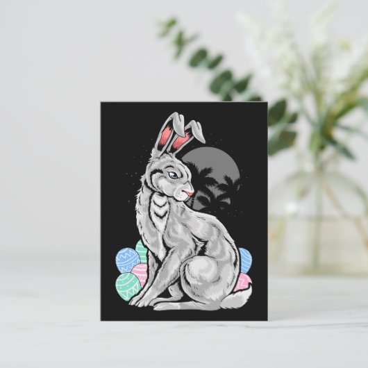 Edgy Easter Bunny Palm Trees Briefkaart (Staand voorkant)