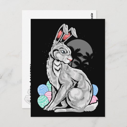 Edgy Easter Bunny Palm Trees Briefkaart (Voorkant / Achterkant)